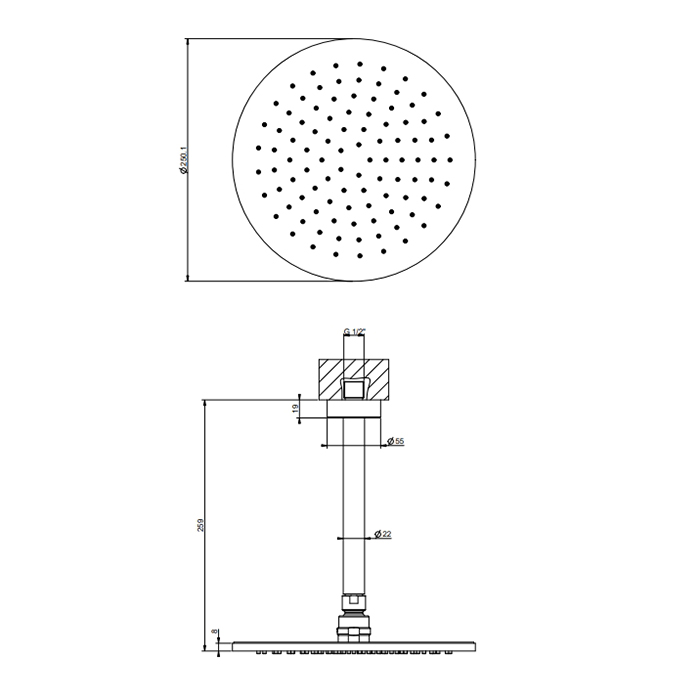 Gessi Ingranaggio верхний душ потолочная, поворотная с шарниром, цвет: Black Metal Brushed PVD - Gidratop.ru изображение