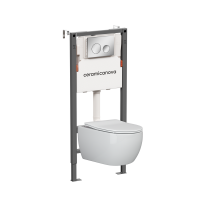 Комплект Подвесной унитаз PLAY Rimless + Система инсталляции Balance кнопка Circle, хром глянцевый - Gidratop.ru изображение