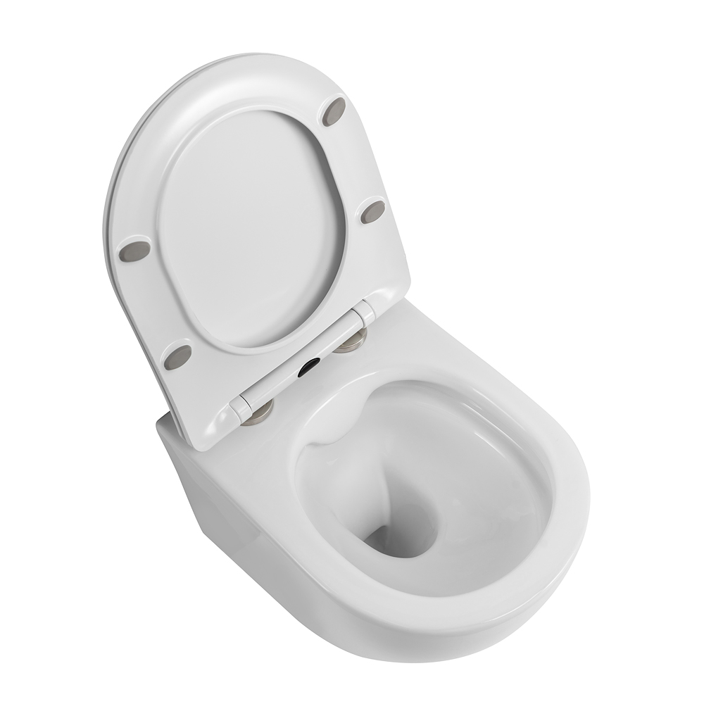 UNO 2.1 Унитаз подвесной безободковый с сиденьем дюропласт soft close BB7006CHR/SC - Gidratop.ru изображение