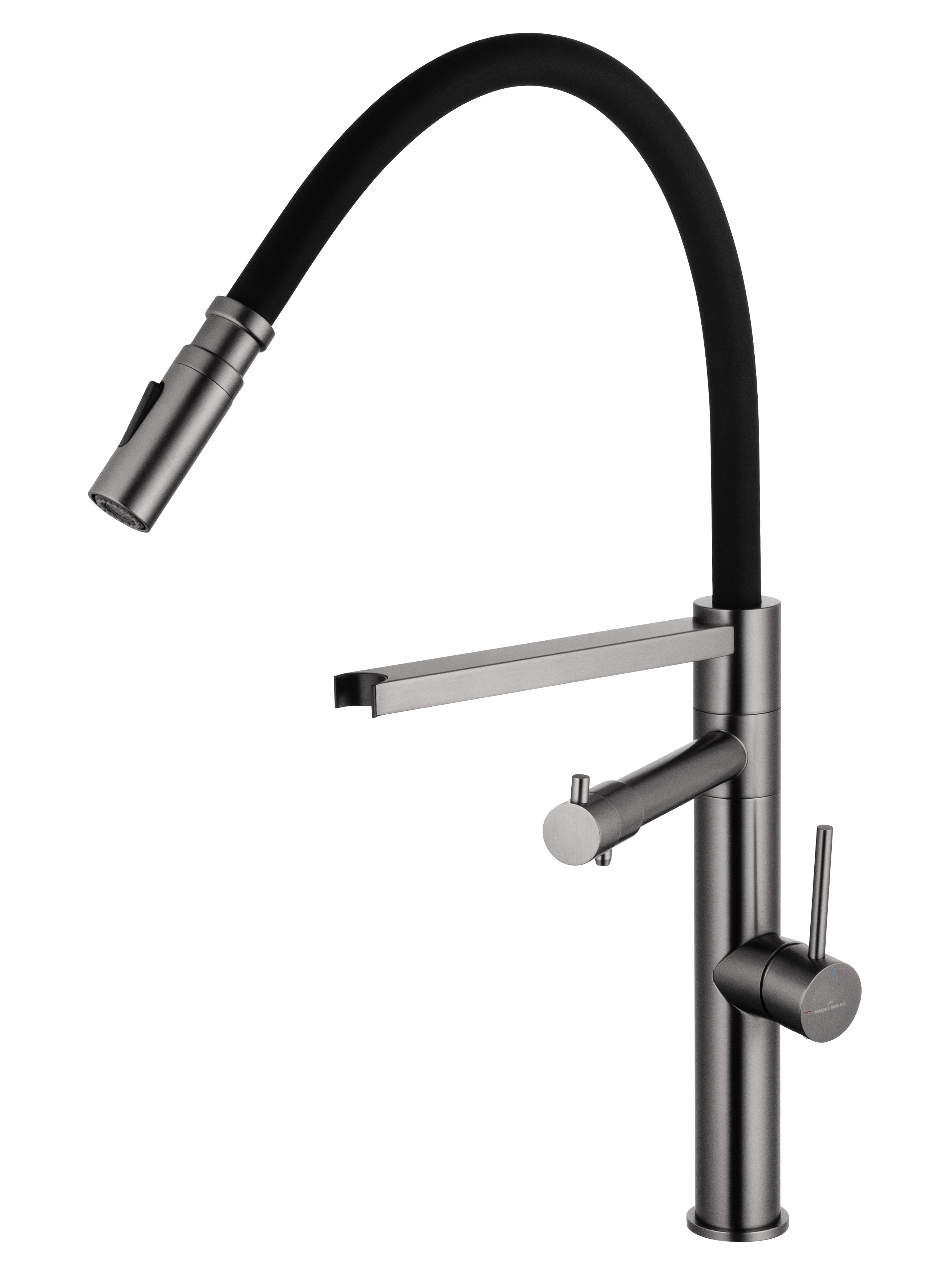 Смеситель для кухни с гибким изливом и подключением фильтра WONZON & WOGHAND, Темный графит (WW-88458007-BGM) - Gidratop.ru изображение