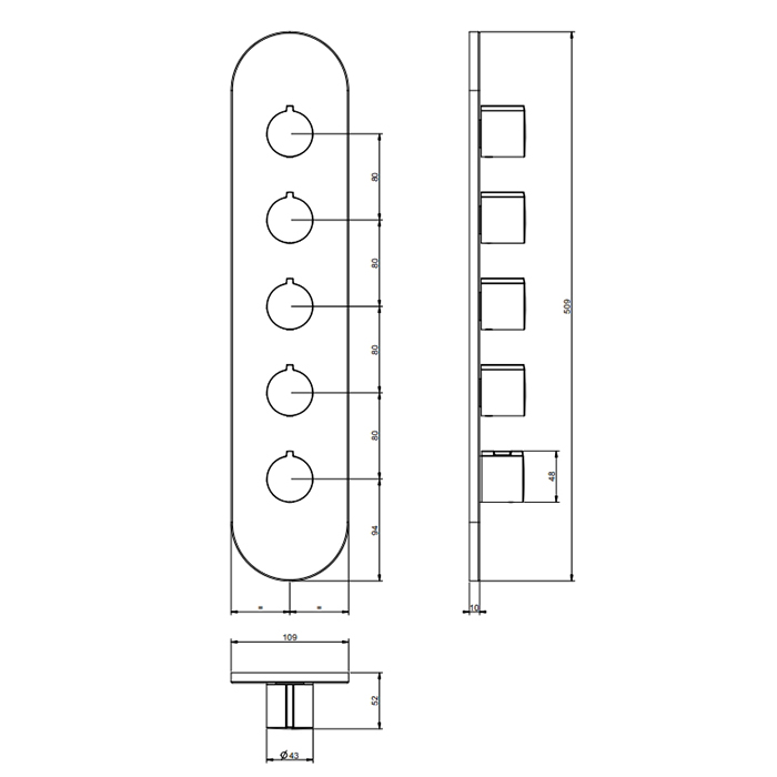 Gessi Tondo Welliness внешняя часть встраиваем. термостатического смесителя , подкл на 3/4,с гориз/вертик установкой на 4 выхода, цвет хром - Gidratop.ru изображение