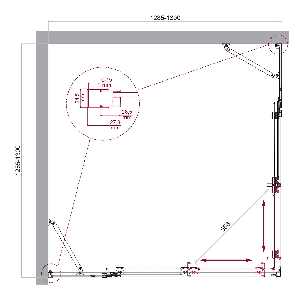 Душевой уголок BelBagno LUCE-A-22-100+30-C-Cr - Gidratop.ru изображение