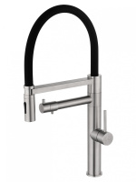 Смеситель для кухни с гибким изливом и подключением фильтра WONZON & WOGHAND, Брашированный никель (WW-88458007-BN)