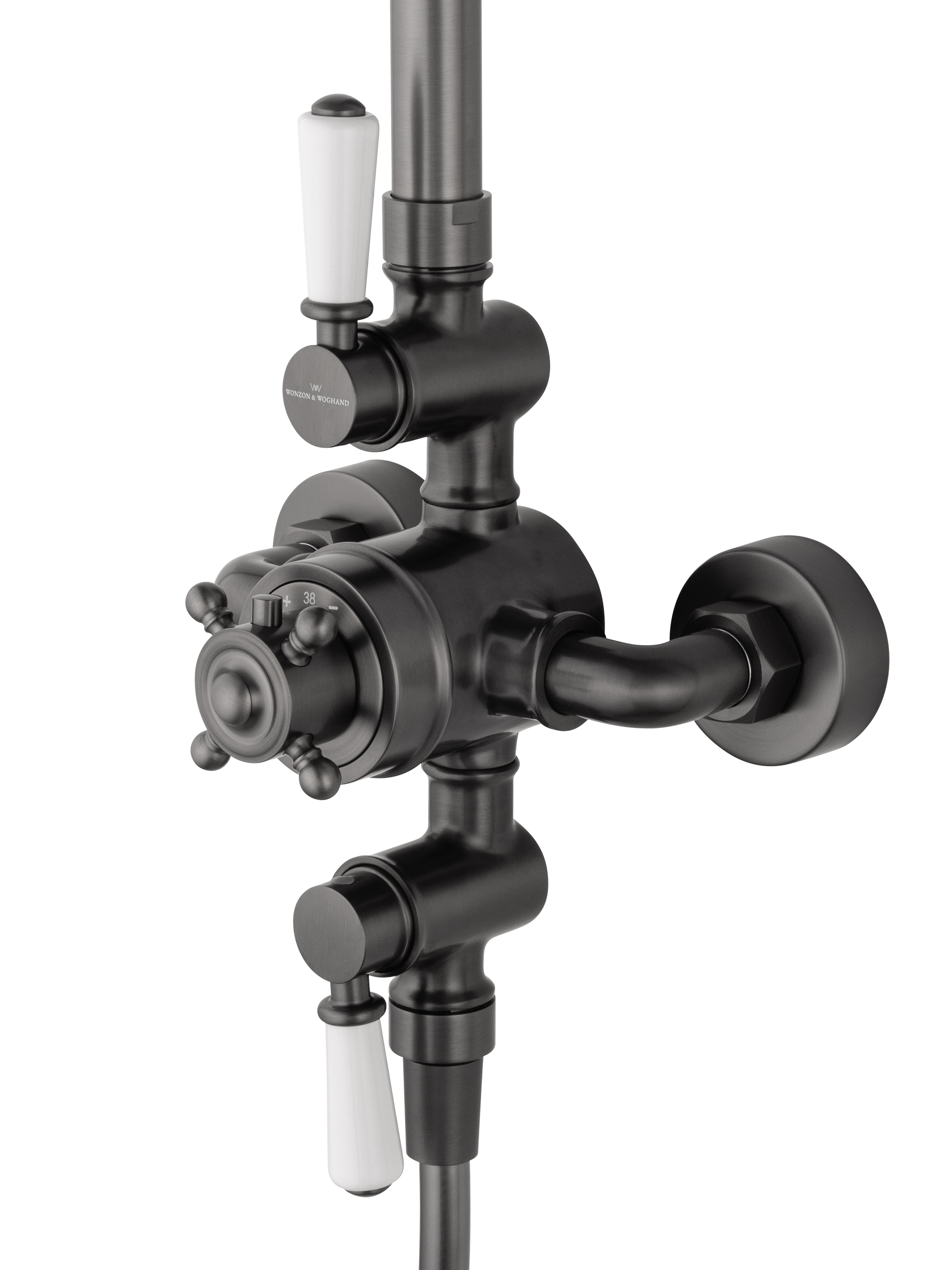 Душевая система с термостатом WONZON & WOGHAND RETRO, Темный графит (WW-B3041-BGG) - Gidratop.ru изображение