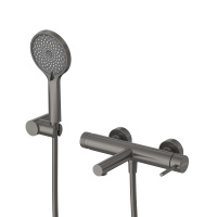 RELAX-VD-GM Смеситель для ванны и душа однорычажный в комплекте с ручным душем, шлангом и держателем, оружейная сталь - Gidratop.ru изображение