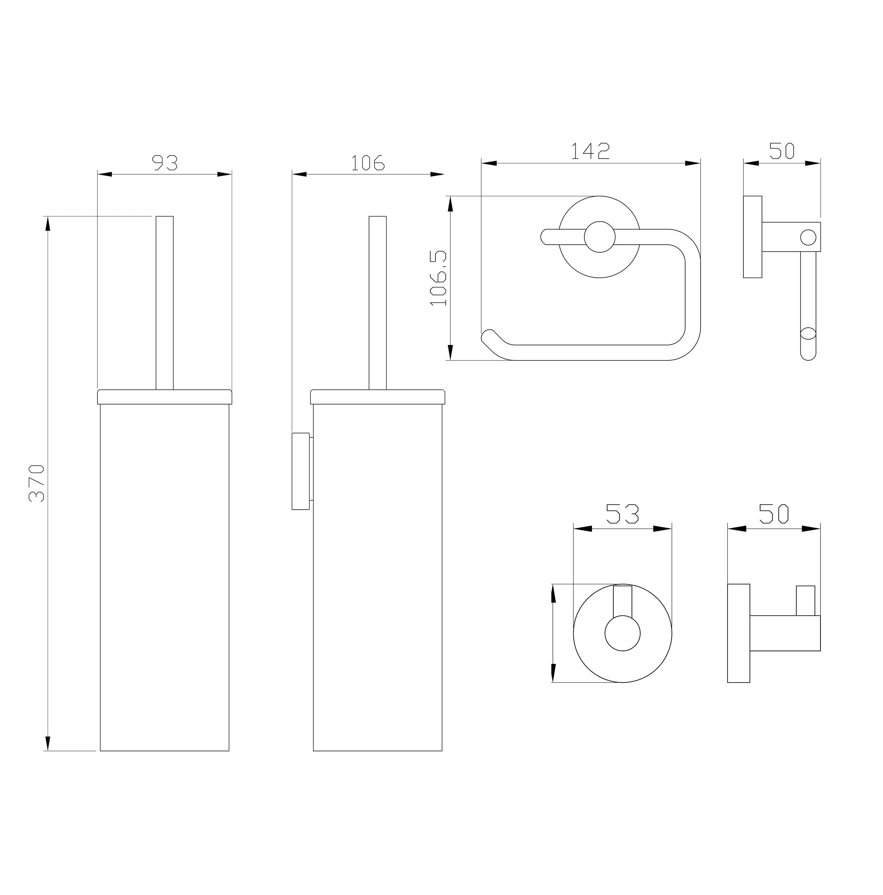 Набор аксессуаров из 3 предметов (крючок, держатель для бумаги, ершик) WONZON & WOGHAND, Хром (WW-8100-CR) - Gidratop.ru изображение