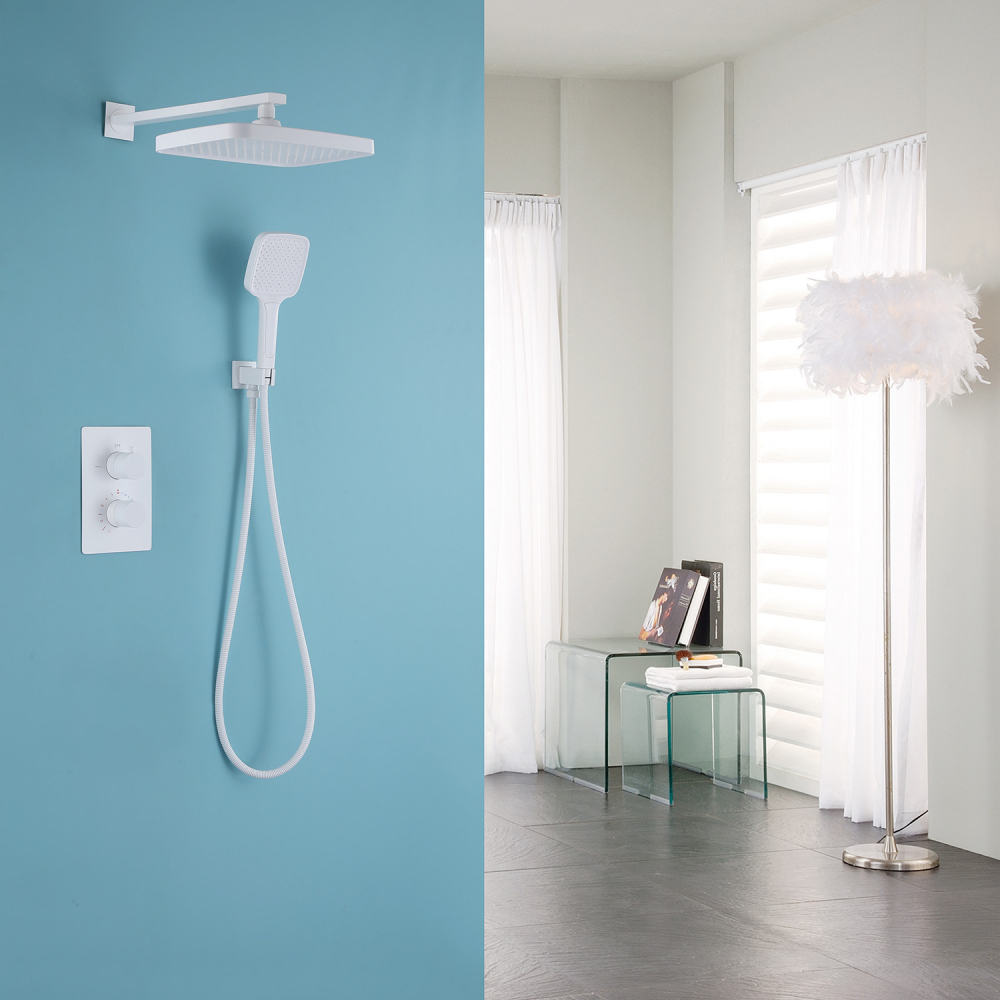 Душевая система ABBER Weiss Insel AF8051W скрытого монтажа без излива, термостат, белый - Gidratop.ru изображение