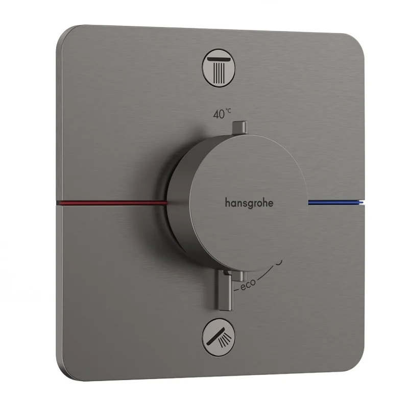 Смеситель Hansgrohe ShowerSelect Comfort Q, 15583340, для душа, на 2 потребителя, термостатический, шлифованный черный хром - Gidratop.ru изображение