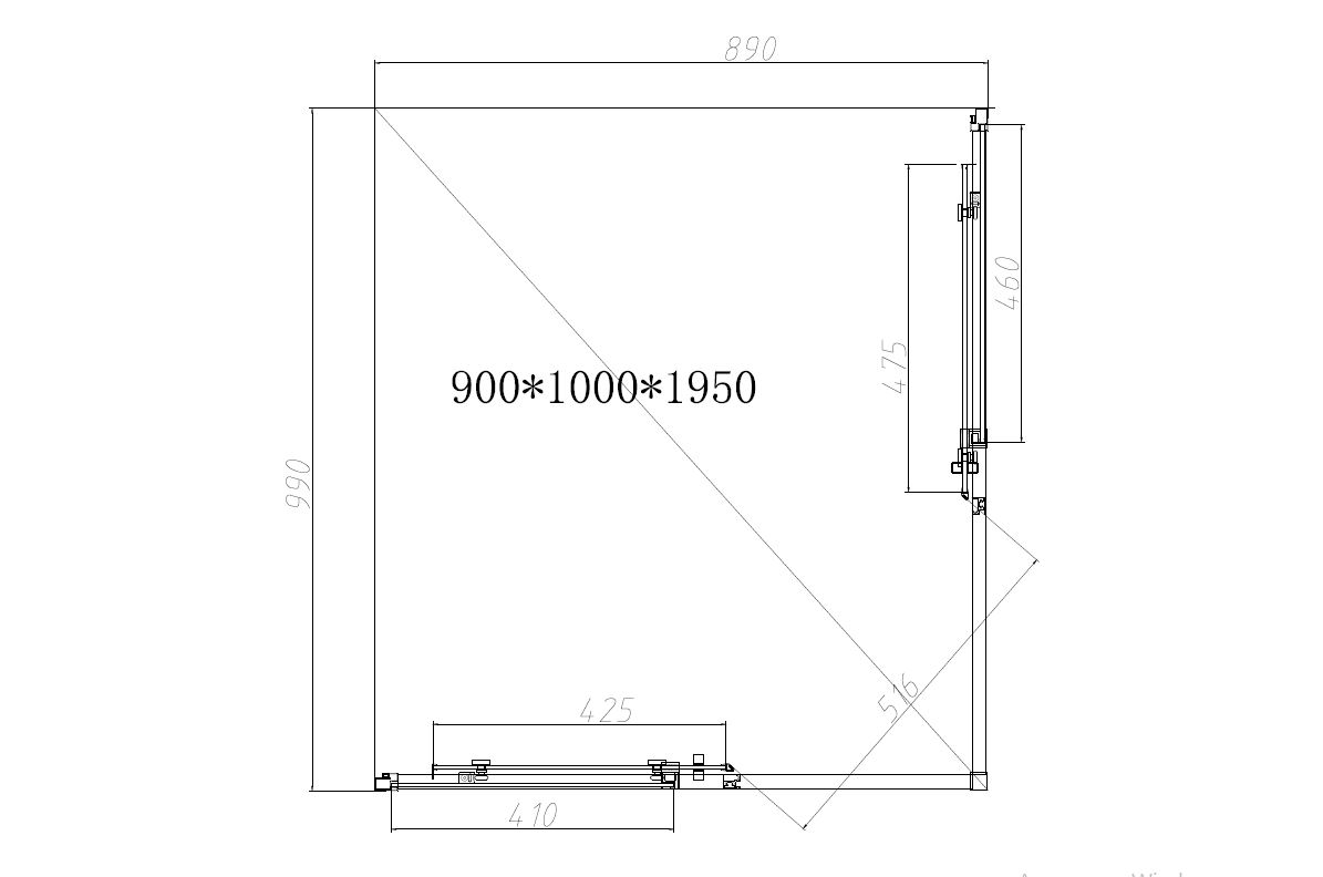 Душевой уголок Slim-N VSS-4SN9010CLGM, 1000*900, вороненая сталь, стекло прозрачное - Gidratop.ru изображение