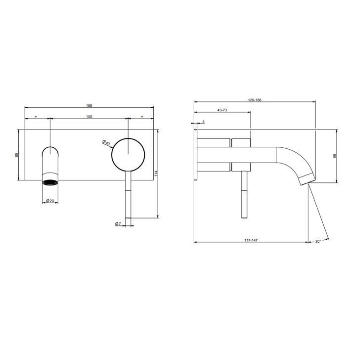 GESSI 316 встраиваемый смеситель с изливом 147мм (внешние части), цвет: Black XL - Gidratop.ru изображение