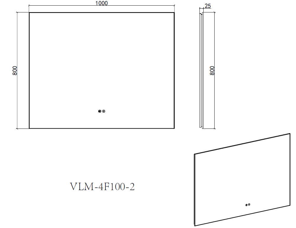 Зеркало LED VLM-4F100BG-2 1000х800 c сенсорным выключателем, антизапотевание, брашированное золото - Gidratop.ru изображение
