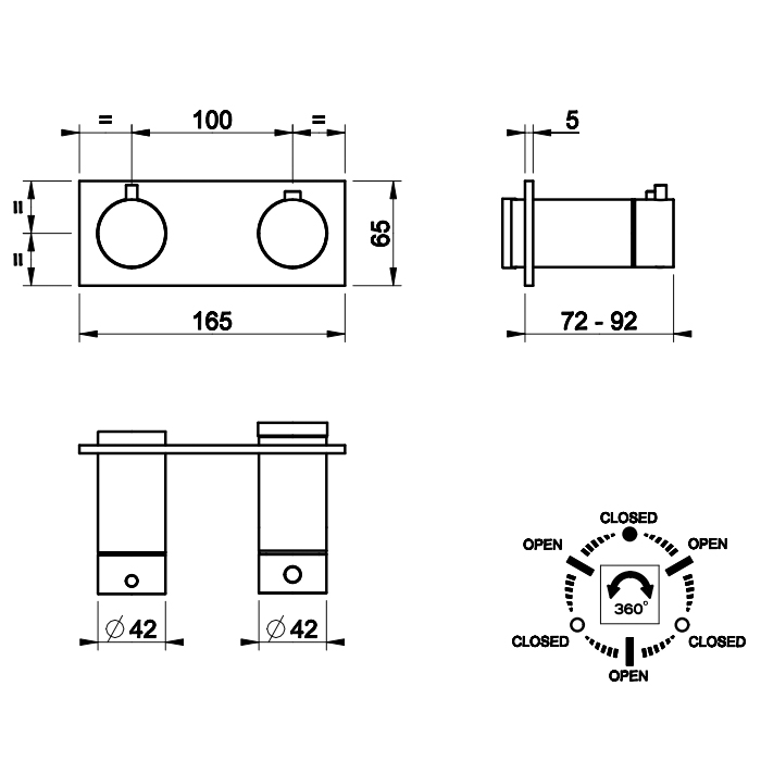Gessi Ingranaggio встраиваемый термостат для душа, с 3мя независимыми выходами, (внешние части), цвет: хром - Gidratop.ru изображение