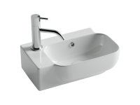 Рукомойник подвесной прямоугольный 403x249x140, с отверстием под смеситель  (чаша справа, отверстие под смеситель слева), цвет белый - Gidratop.ru изображение