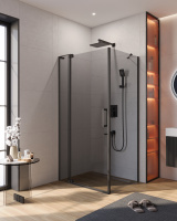 Душевой уголок CEZARES SLIDER-AH-1-80-90/100-GRIGIO-NERO - Gidratop.ru изображение