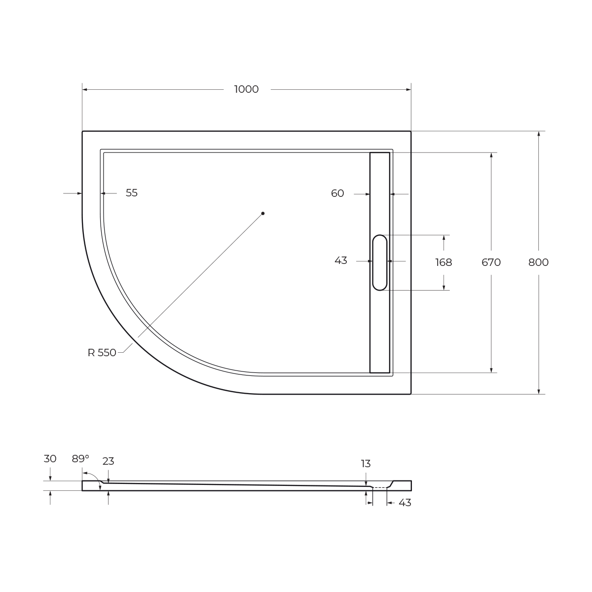 Поддон из искусственного мрамора CEZARES TRAY-AS-RH-100/80-30-W-R - Gidratop.ru изображение