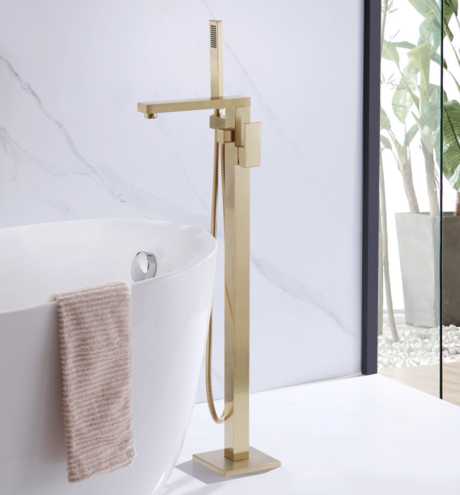 Смеситель ABBER Daheim AF8215G напольный, золото матовое - Gidratop.ru изображение