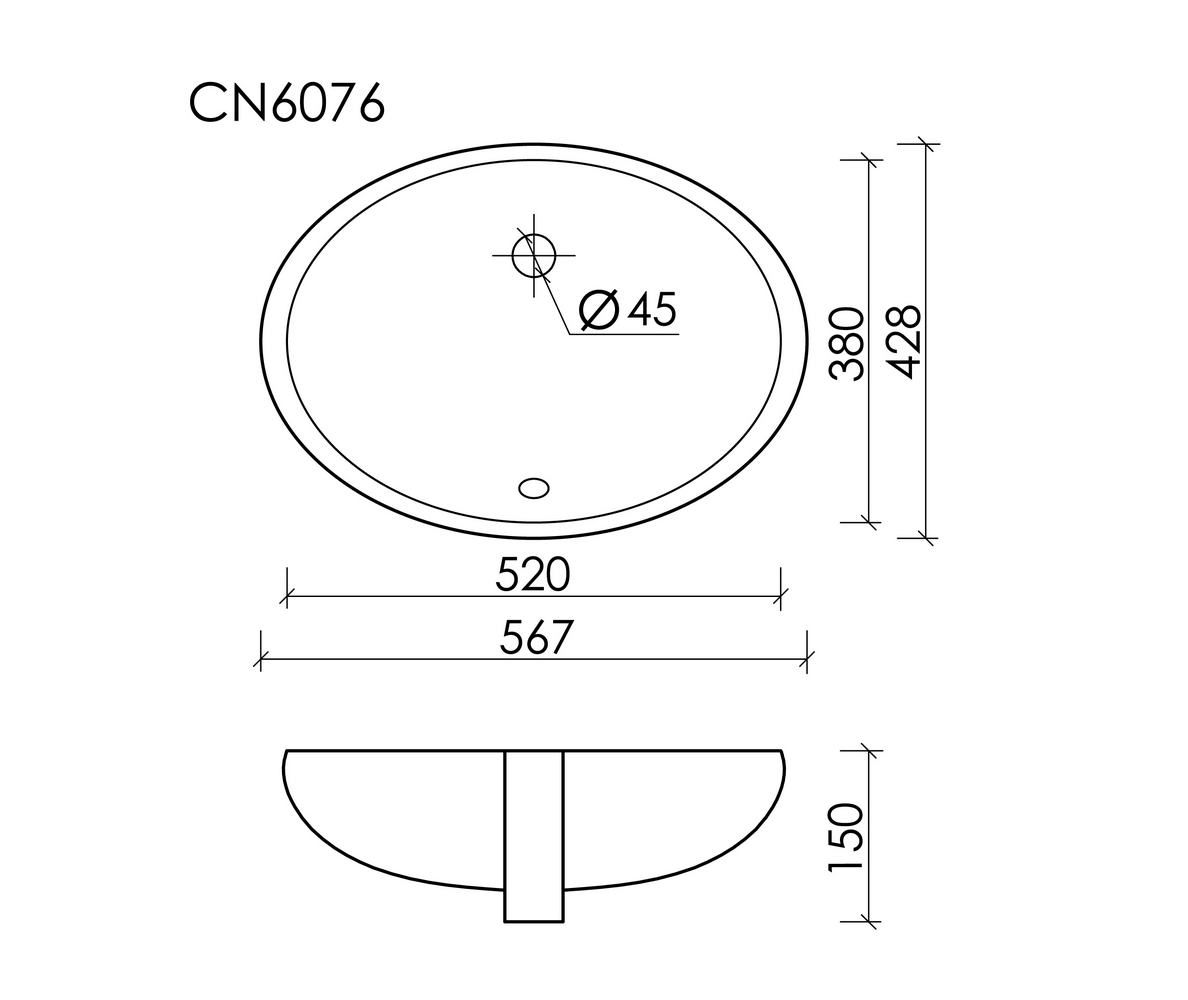 Раковина встраиваемая под столешницу CERAMICANOVA Element 520x380x150 мм, с крепежом и шаблоном для установки, арт. CN6076 - Gidratop.ru изображение