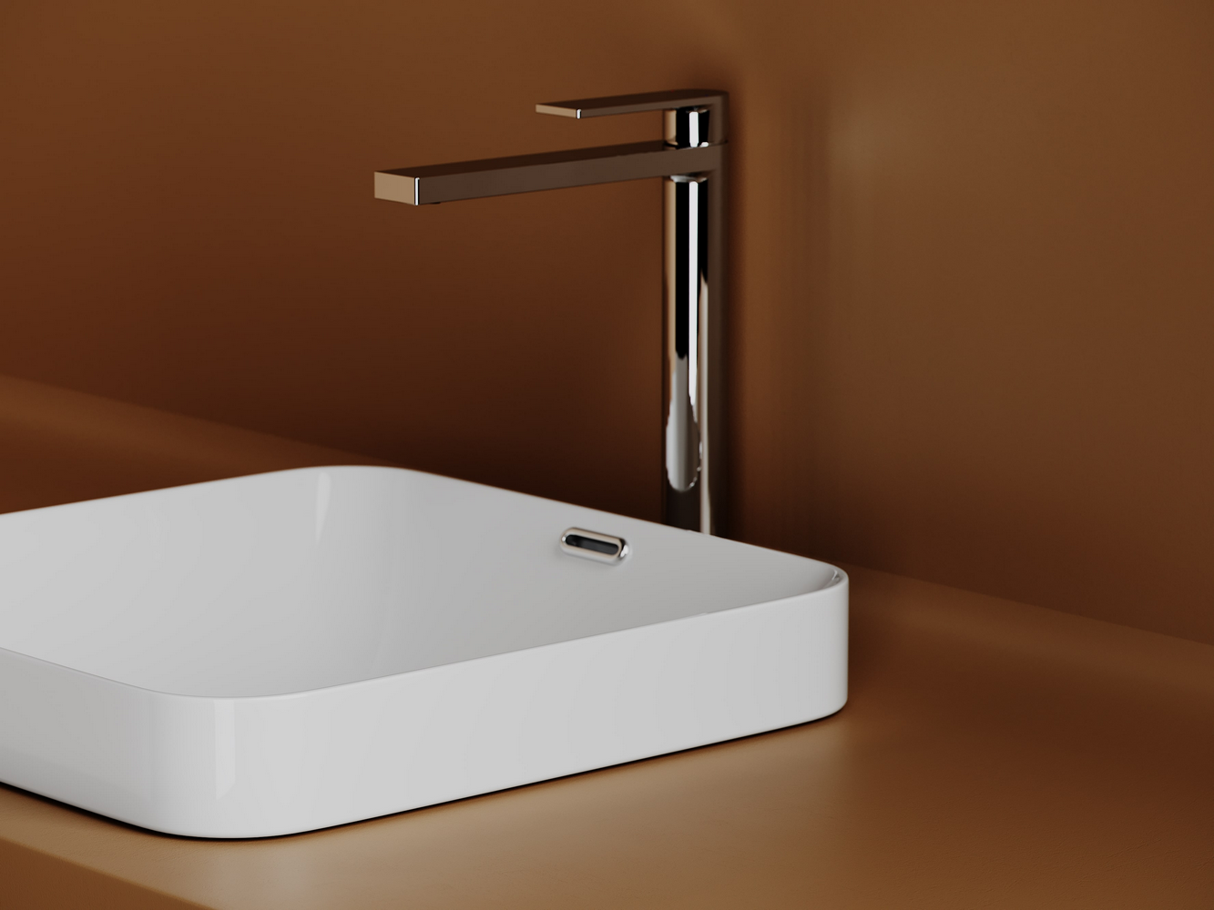 Раковина встраиваемая сверху CERAMICANOVA Element с отверстием слива - перелива  квадратной формы 438x438x172 мм  цвет белый  арт. CN6077 - Gidratop.ru изображение