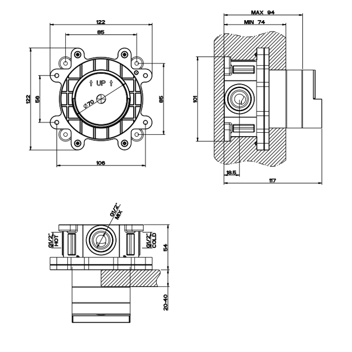 Gessi внутренняя часть встраиваемого однорычажного смесителя - Gidratop.ru изображение