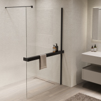 Душевая перегородка Walk-In VSW-1HR900CLB, 900*2000, черный, стекло прозрачное - Gidratop.ru изображение
