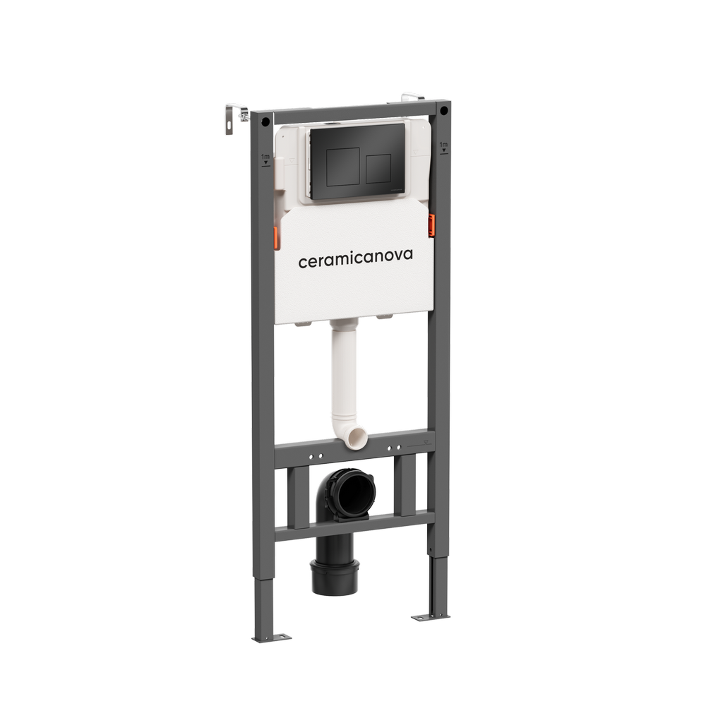 Система инсталляции для унитазов CERAMICANOVA Balance с кнопкой смыва Square, цвет черный матовый, с креплениями, арт. CN121002MB - Gidratop.ru изображение