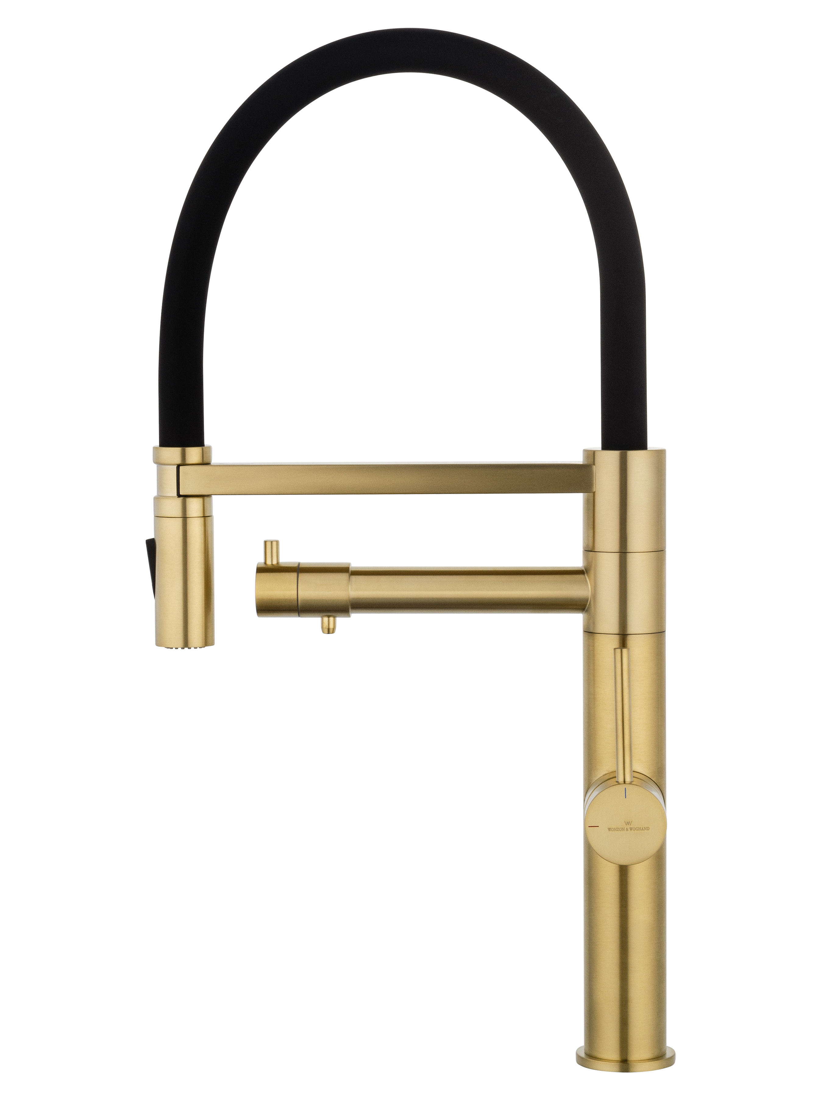 Смеситель для кухни с гибким изливом и подключением фильтра WONZON & WOGHAND, Брашированное золото (WW-88458007-BG) - Gidratop.ru изображение
