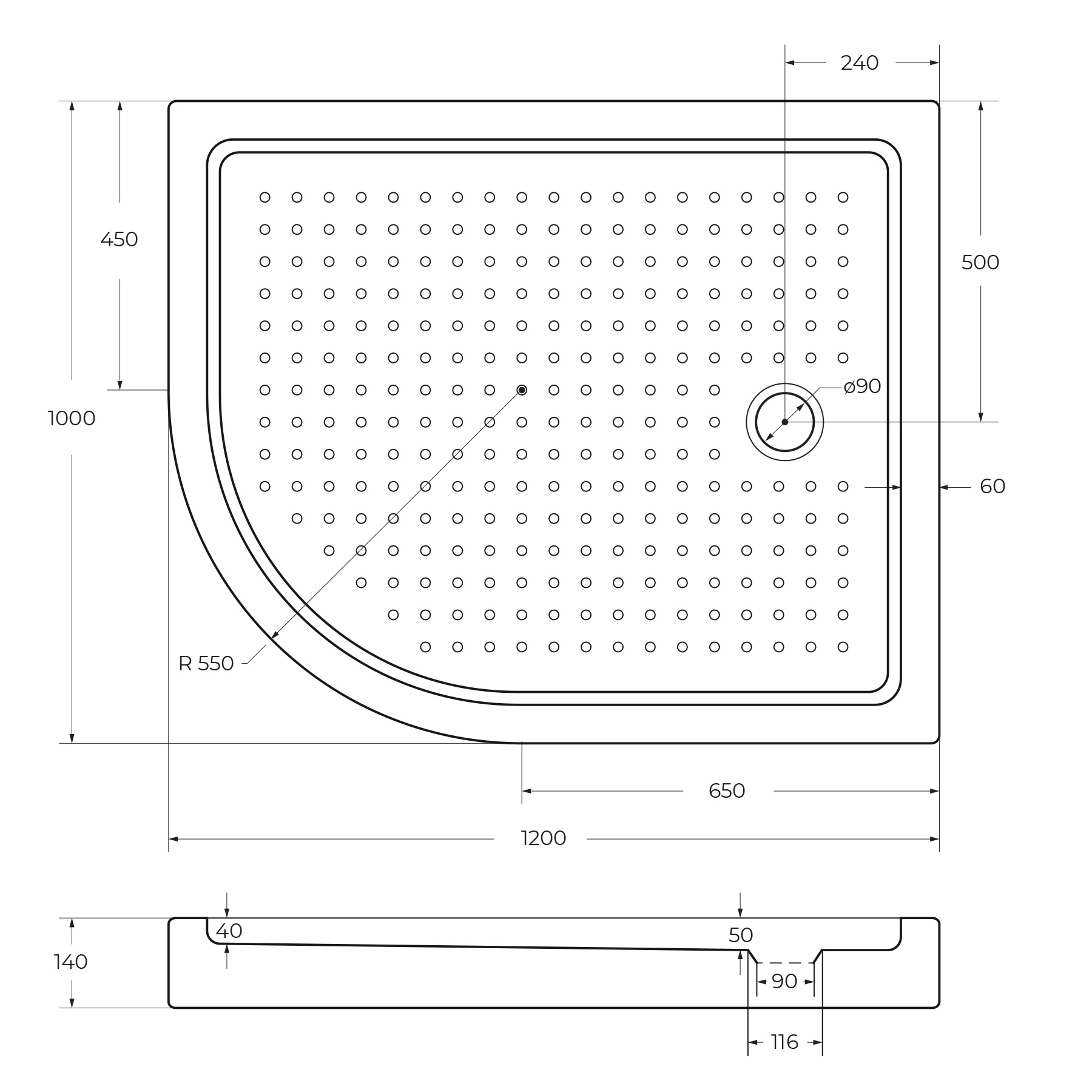 Акриловый поддон CEZARES TRAY-A-RH-120/100-550-15-W-R - Gidratop.ru изображение