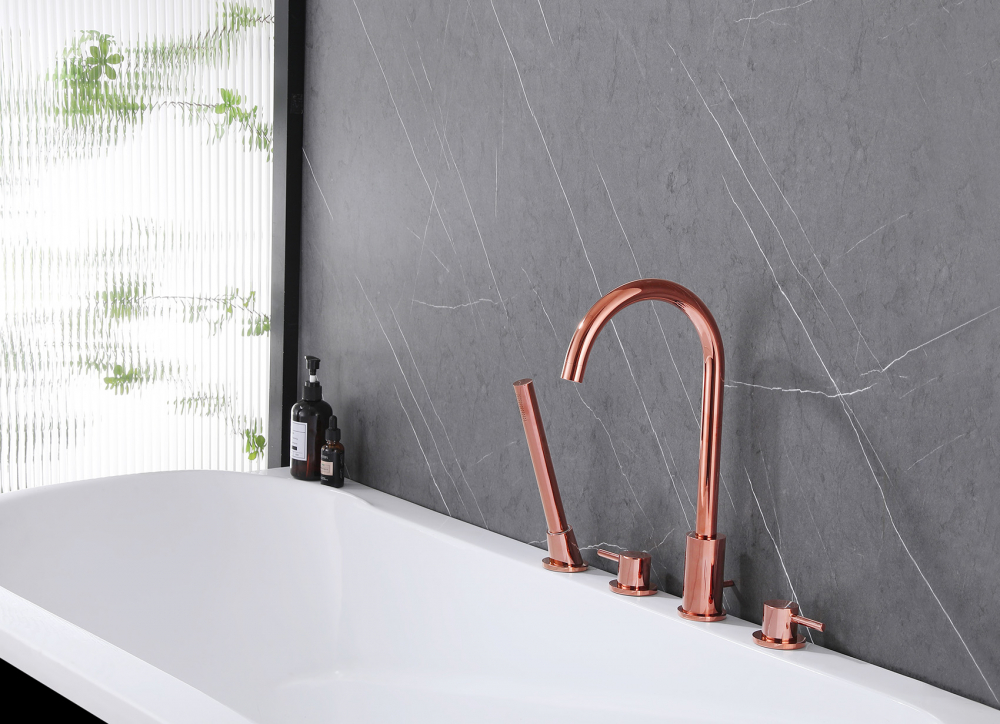 Смеситель ABBER Wasser Kreis AF8113RG на борт ванны, розовое золото - Gidratop.ru изображение