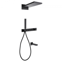 Душевая система ABBER Rund AF8753B скрытого монтажа с изливом, термостат, черная матовая - Gidratop.ru изображение