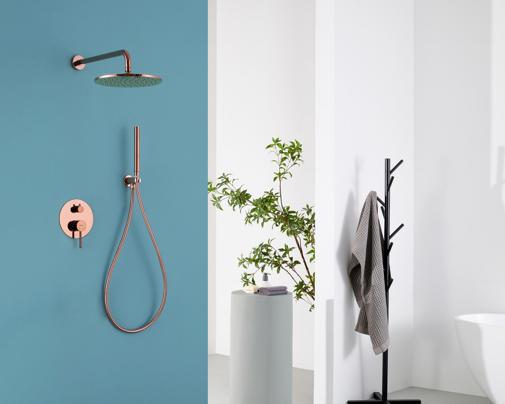 Душевая система ABBER Wasser Kreis AF8118RG скрытого монтажа без излива, розовое золото - Gidratop.ru изображение