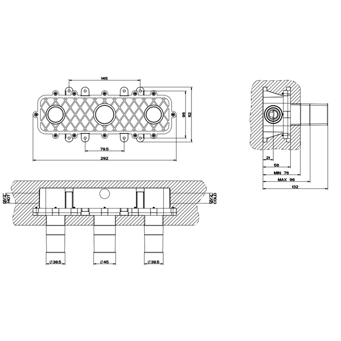 Gessi внутренняя часть встраиваемого двухвентильного смесителя - Gidratop.ru изображение
