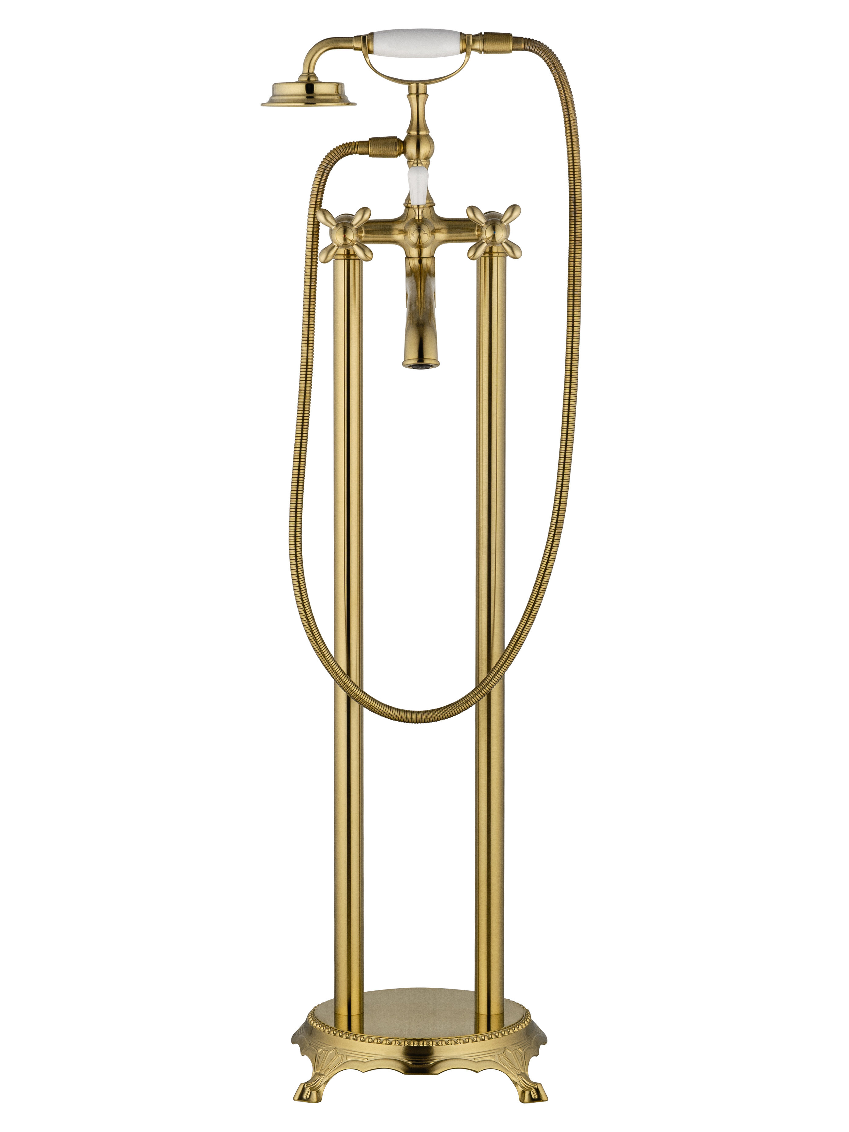 Смеситель для ванны напольного монтажа WONZON & WOGHAND RETRO, Брашированное золото (WW-88649020-BG) - Gidratop.ru изображение