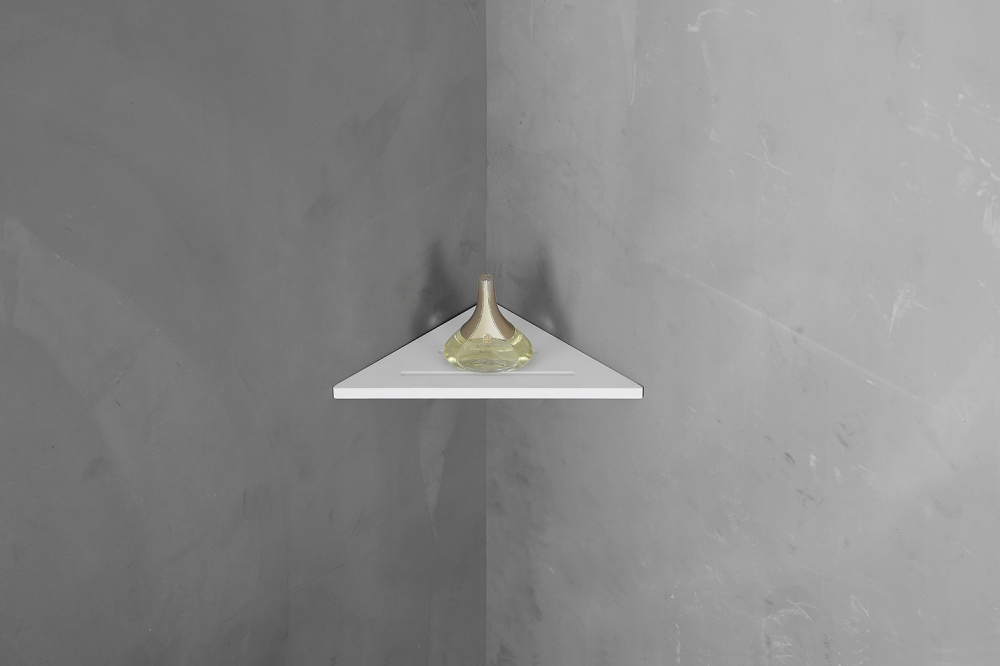 Угловая полочка для ванной комнаты ABBER Stein AS1652L белая матовая - Gidratop.ru изображение