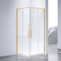 Душевой уголок Slim-N VSS-4SN900CLG, 900*900, брашированное золото, стекло прозрачное - Gidratop.ru изображение