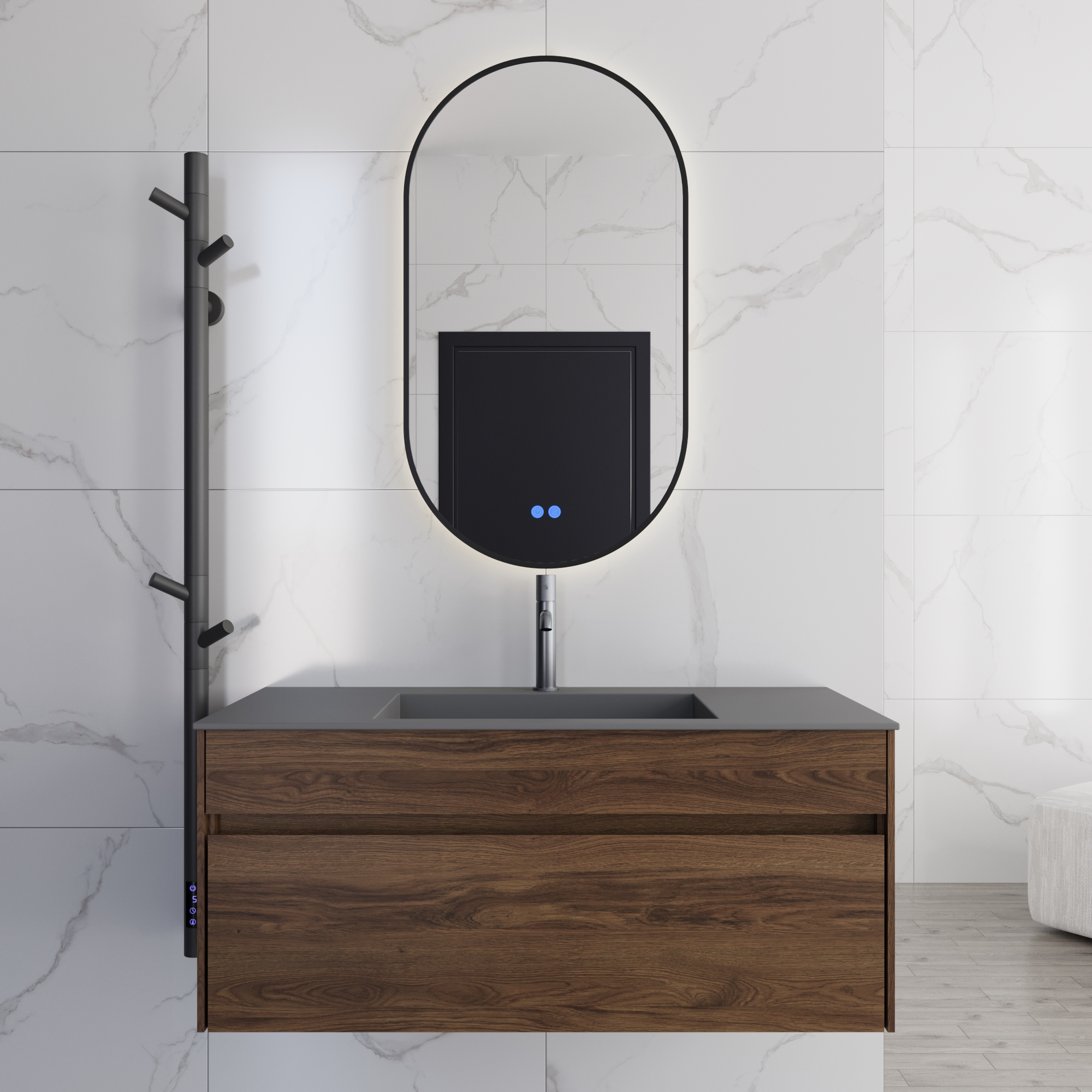 База под раковину Chiara 1000 подвесная, 1 выкатной ящик soft-close, C.Oak - Gidratop.ru изображение