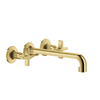 GESSI INCISO встраиваемый смеситель для раковины на 3 отверстия с изливом 255-235мм (внешние части), цвет: золото - Gidratop.ru изображение