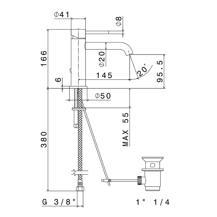 Newform X-STEEL 316 Смеситель для раковины на 1 отверстие с донный клапаном, излив 145мм, цвет: PVD Brushed gun metal - Gidratop.ru изображение
