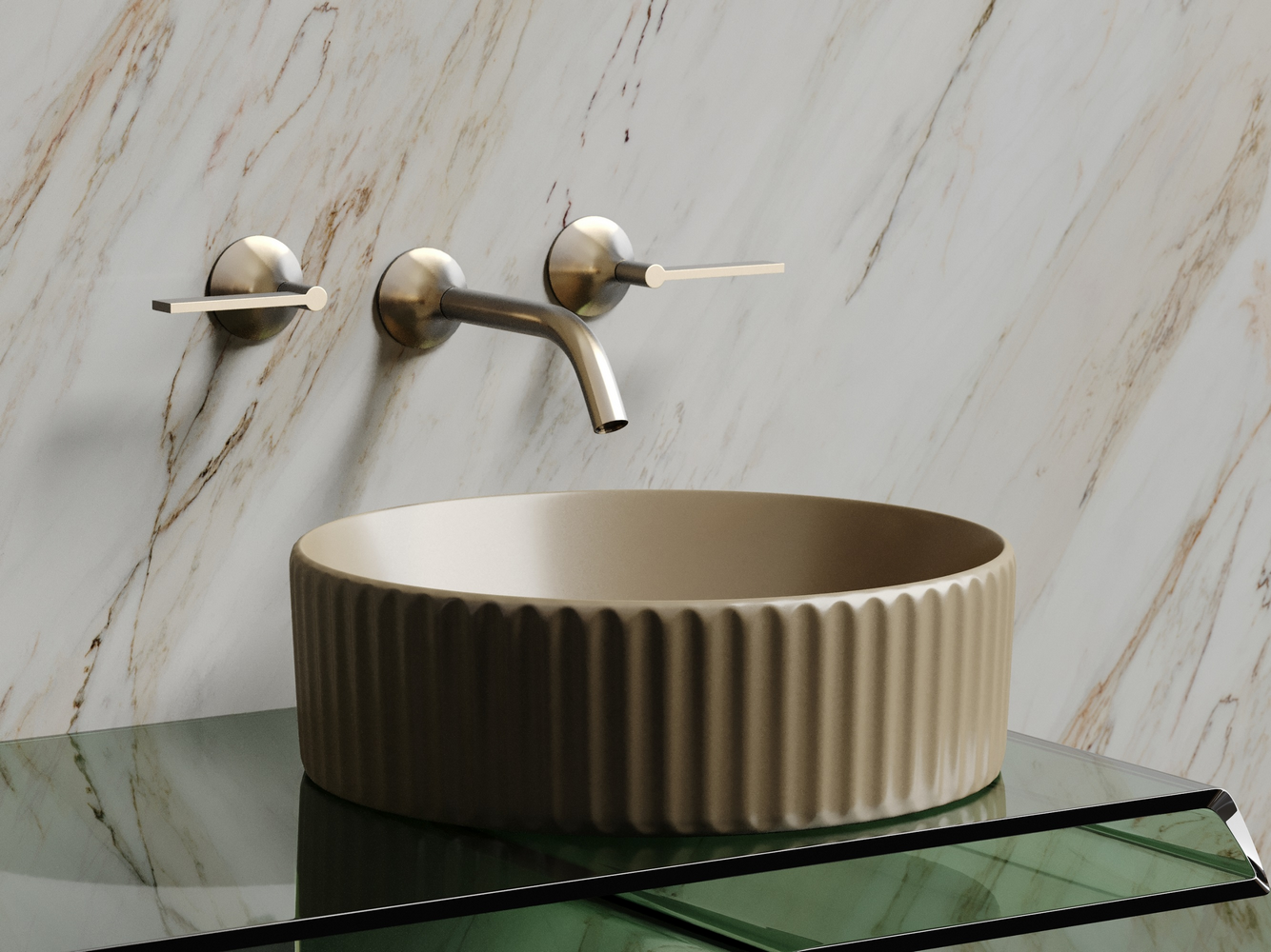 Умывальник чаша накладная круглая (цвет Капучино Матовый) Element 360x360x115мм - Gidratop.ru изображение