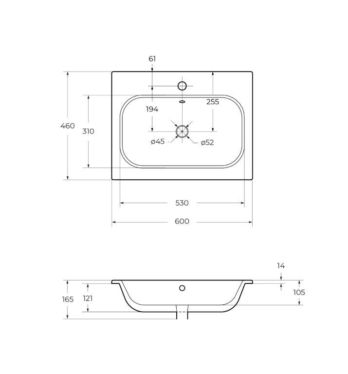 CEZARES раковина керамическая 60 см, CZR-NAT-60-LVB - Gidratop.ru изображение