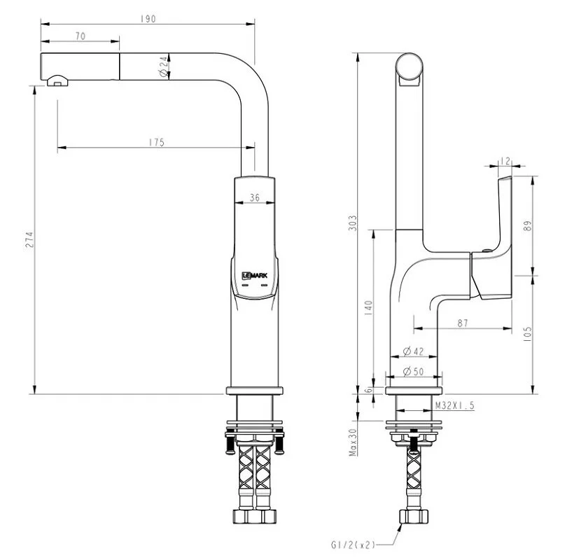 Смеситель Lemark Ursus LM7205BLR для кухонной мойки, цвет черный с золотом - Gidratop.ru изображение