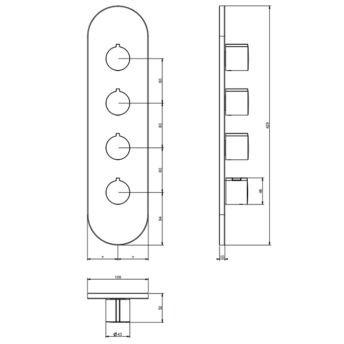 Gessi Tondo Welliness внешняя часть встраиваем. термостатического смесителя , подкл на 3/4,с гориз/вертик установкой на 3 выхода, цвет хром - Gidratop.ru изображение