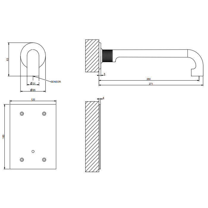 GESSI INCISO смеситель для раковины встраиваемый, электронный, излив 260 мм., внешняя часть, цвет хром - Gidratop.ru изображение