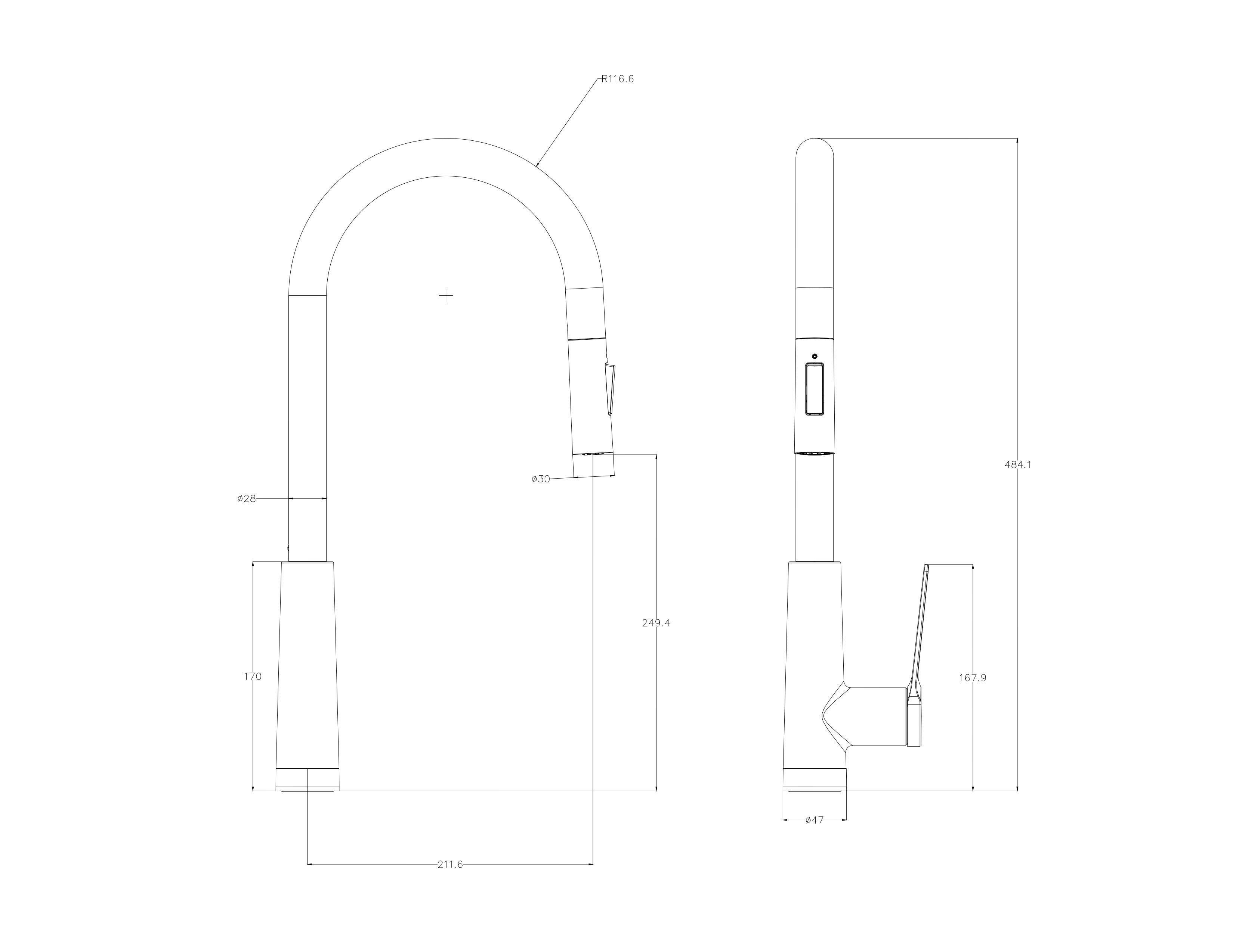 Смеситель для кухни с выдвижным изливом WONZON & WOGHAND, Черный матовый (WW-A20782-MB) - Gidratop.ru изображение