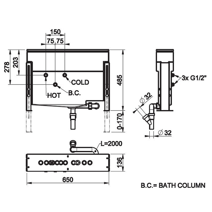 Gessi Ingranaggio монтажный бокс с каркасом для смесителя на борт ванны/полочку, цвет: хром - Gidratop.ru изображение