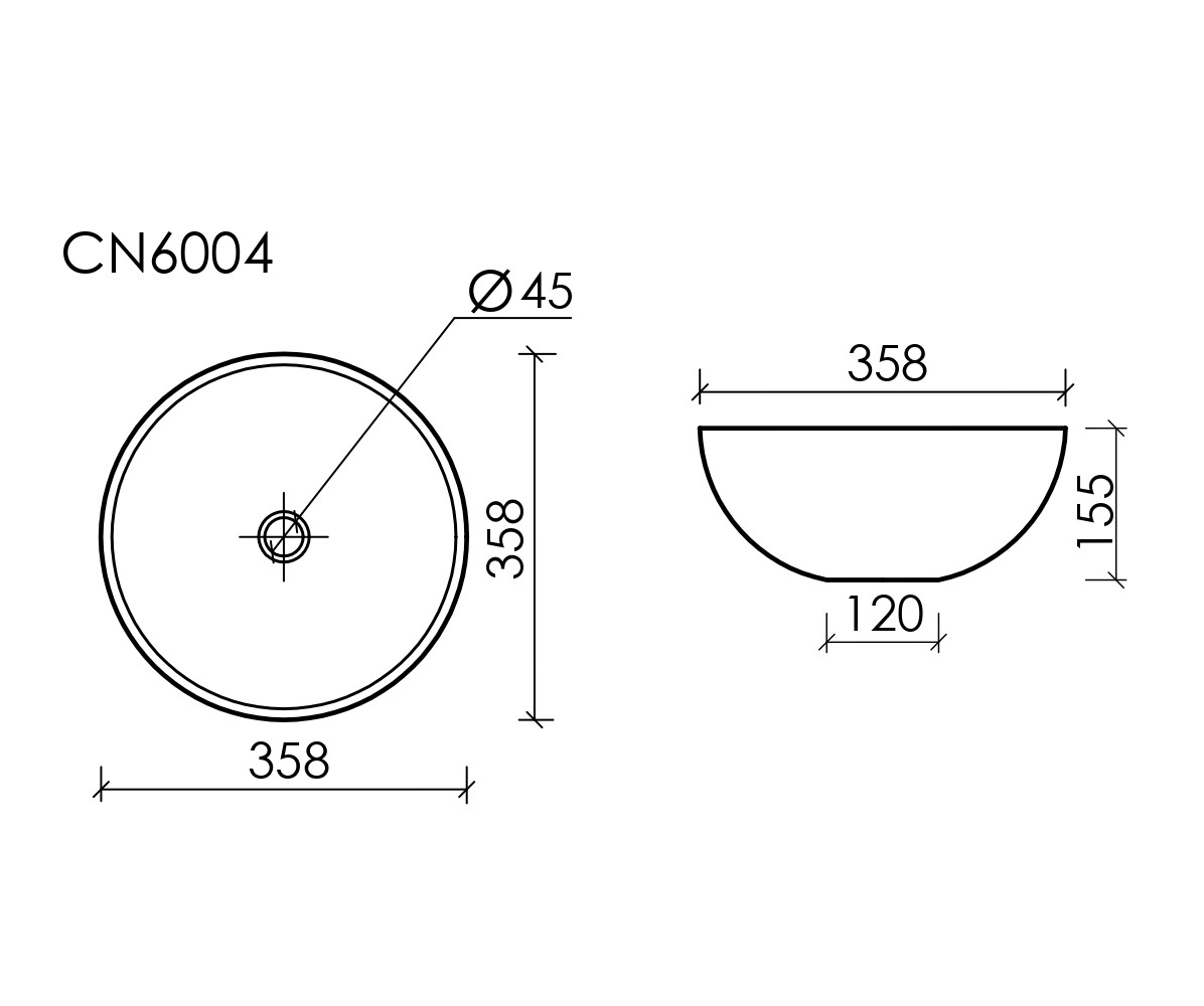 Умывальник чаша накладная круглая (цвет Черный Матовый) Element 358x358x155мм - Gidratop.ru изображение