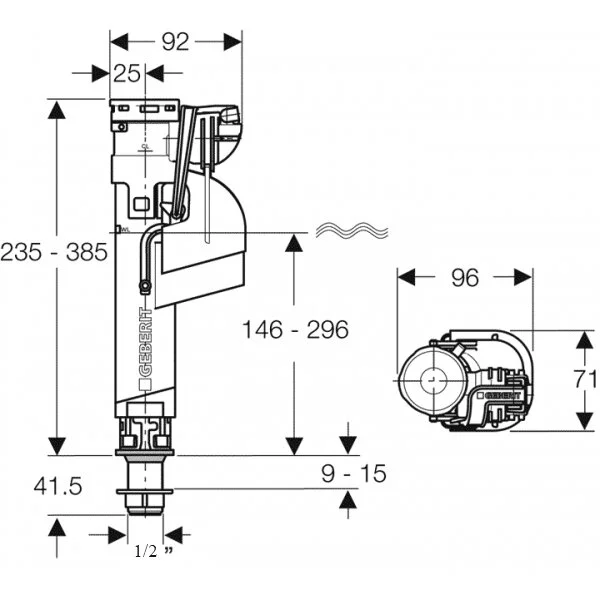 Нижний впускной клапан Geberit Impuls 360 281.208.00.1, для смывного бачка 1/2" - Gidratop.ru изображение