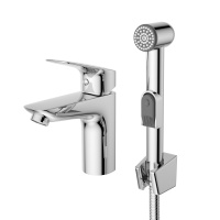 DUE Смеситель для раковины без донного клапана с гигиеническим душем, хром DUE-LVM/HGN-CRM-W0 - Gidratop.ru изображение