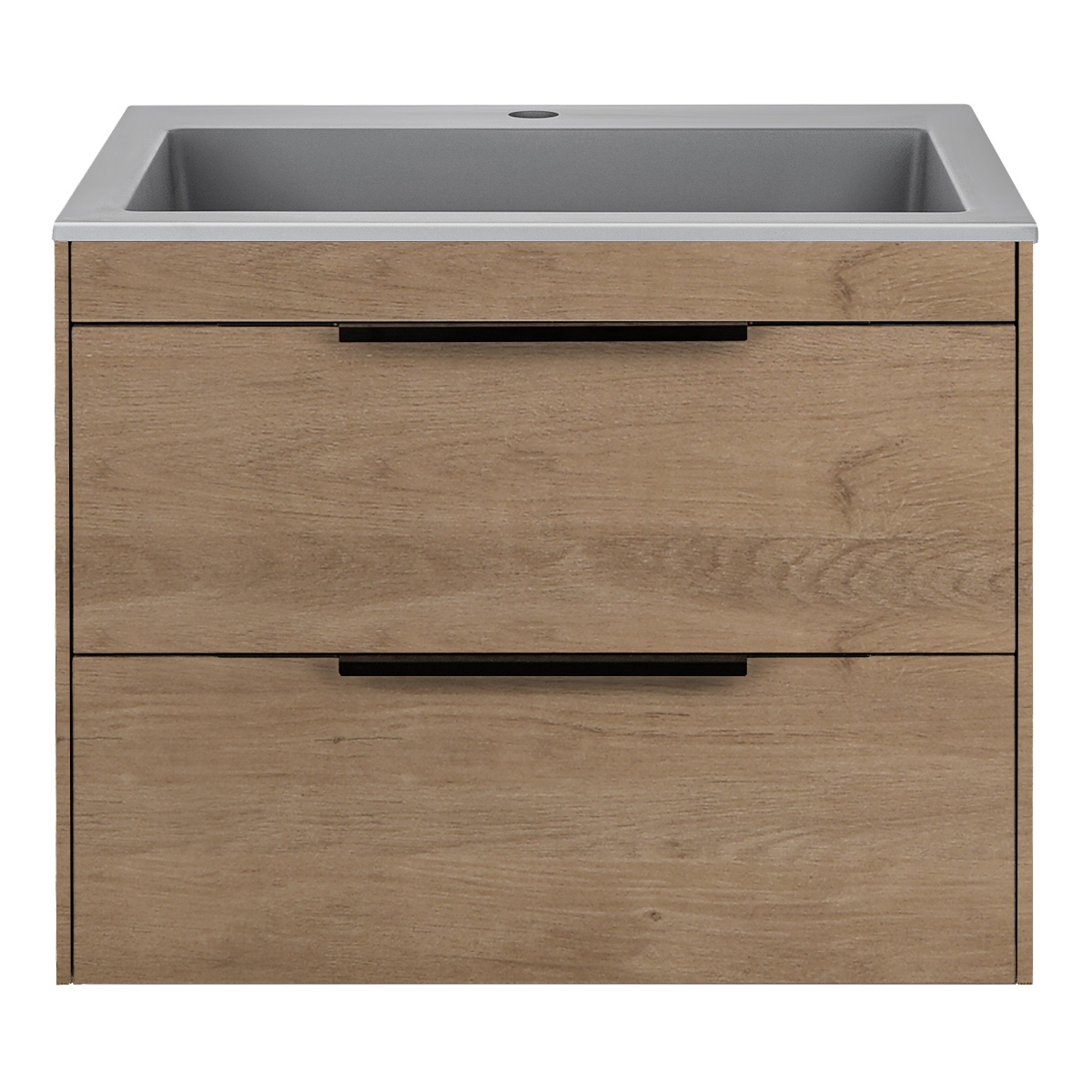 База под раковину Chiara 2D 600 подвесная, 2 выкатных ящика soft-close, N.Oak - Gidratop.ru изображение