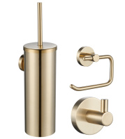 Набор аксессуаров из 3 предметов (крючок, держатель для бумаги, ершик) WONZON & WOGHAND, Брашированное золото (WW-8100-G)