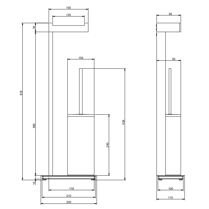 GESSI  INVERSO ACCESSORIES напольный держатель для туалетной бумаги и ершик, белый, цвет: Warm Bronze Br PVD - Gidratop.ru изображение